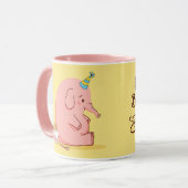 Cute Pink Elephant Birthday Mug – Custom Name Gift マグカップ (正面左)
