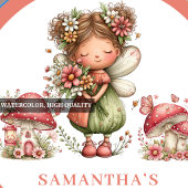 Cute Pink Fairy 7th Birthday Floral Party Invite 招待状