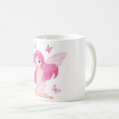 Cute Pink Fairy and Magical Butterflies コーヒーマグカップ (正面右)