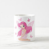 Cute Pink Fairy and Magical Butterflies コーヒーマグカップ (中央)