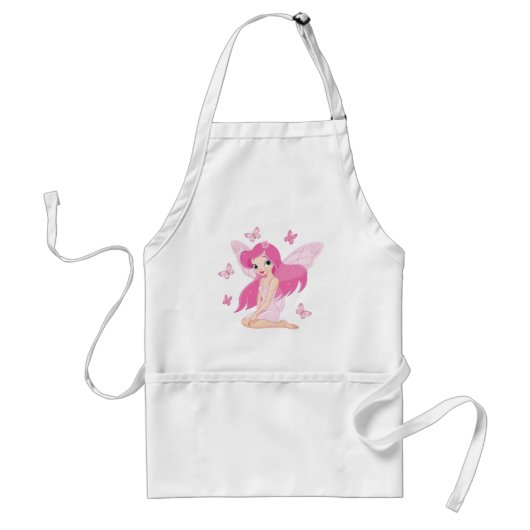 Cute Pink Fairy and Magical Butterflies スタンダードエプロン (正面)