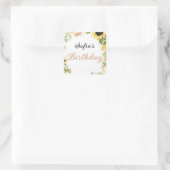 Cute Pink fairy Coquette primer cumpleaños スクエアシール (バッグ)