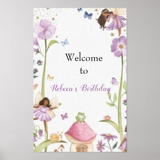 Cute Pink fairy Coquette primer cumpleaños ポスター (正面)