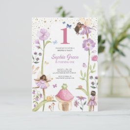 Cute Pink fairy Coquette primer cumpleaños 招待状