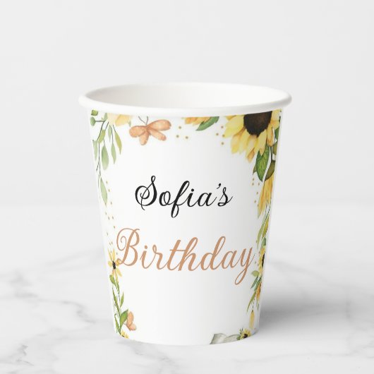 Cute Pink fairy Coquette primer cumpleaños 紙コップ (正面)