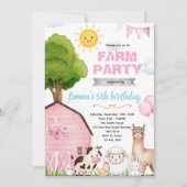 Cute pink farm barnyard invitation 招待状 (正面)