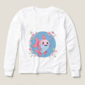 Cute Pink Fish – Kids’ Long Sleeve Tee (デザイン正面)