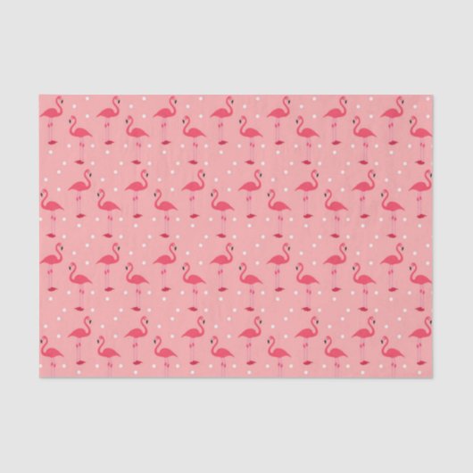 Cute Pink Flamingo and Dots Pattern 薄葉紙 (正面)