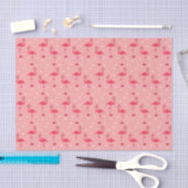 Cute Pink Flamingo and Dots Pattern 薄葉紙 (クラフト)
