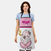 Cute pink  Flamingo Ballerina   エプロン (着用した状態)