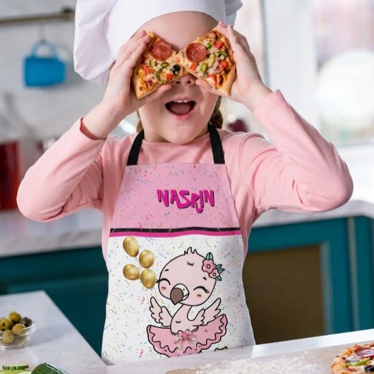 Cute pink  Flamingo Ballerina   エプロン