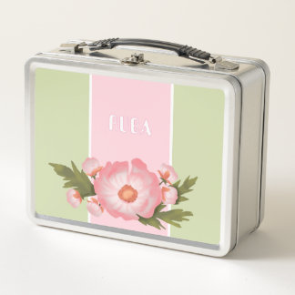 Cute pink floral Metal Lunchbox メタルランチボックス
