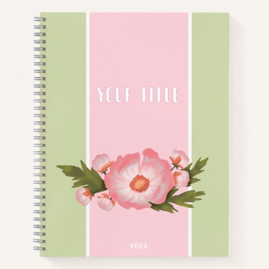 Cute pink floral Notebook for school girls ノートブック (正面)