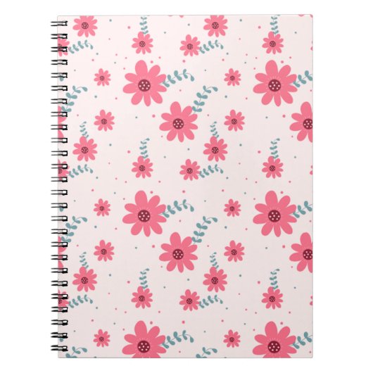 Cute Pink Floral Pattern | Daisy Flower Aesthetic ノートブック (正面)
