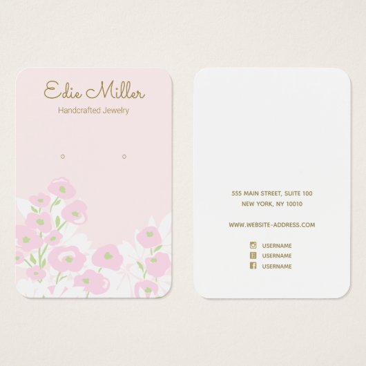  Cute Pink Floral Script  Earring Jewelry (正面&裏面)