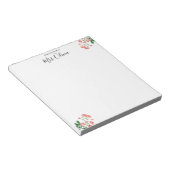 Cute Pink Floral Teacher Notepad ノートパッド (アングル)