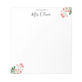 Cute Pink Floral Teacher Notepad ノートパッド