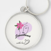 Cute Pink Flower Girl Gift– キーホルダー (正面)