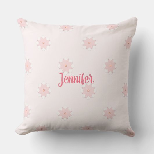 Cute Pink Flowers Double-faced Throw Pillow クッション (正面)