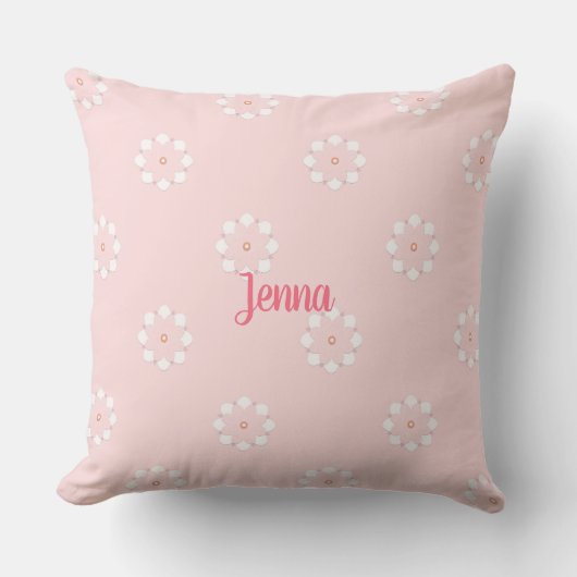 Cute Pink Flowers Double-faced Throw Pillow クッション (正面)