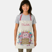 Cute Pink Fluffy Sock Monster Kids Design エプロン (インサイチュ)