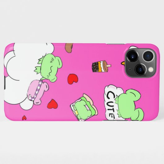 Cute, pink, food, cloud, frog phone case iPhoneケース (裏面横)