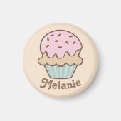 Cute Pink Frosting Cupcake Personalised マグネット (正面)