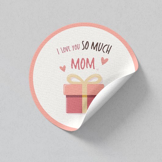 Cute Pink Gift Mom Sticker for Mother’s Day ラウンドシール