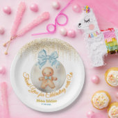 Cute Pink Gingerbread   boy Bauble Christmas  ペーパープレート (パーティー)