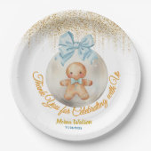 Cute Pink Gingerbread   boy Bauble Christmas  ペーパープレート (正面)