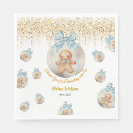  Cute Pink Gingerbread boy in Christmas Bauble  スタンダードランチョンナプキン