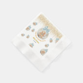  Cute Pink Gingerbread  boy in Christmas Bauble  縁ありカクテルナプキン (角)