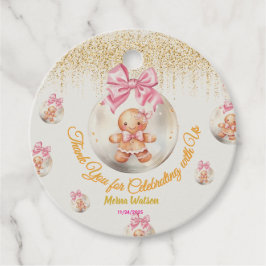 Cute Pink Gingerbread Girl Bauble Christmas Baby  フェイバータグ