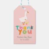Cute Pink Gingham Silly Goose Baby Shower ギフトタグ (正面)