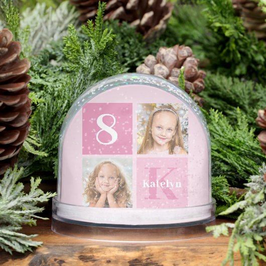 Cute Pink Girl Photo Collage Custom Christmas Gift (冬)