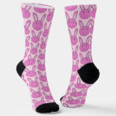 Cute Pink Girly Bunny Face Spring Easter Patterned ソックス (傾斜あり)