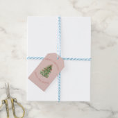 Cute Pink Girly Christmas Tree Gift Stickers ギフトタグ (より糸付き)