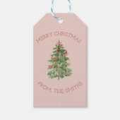 Cute Pink Girly Christmas Tree Gift Stickers ギフトタグ (正面)