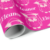 Cute Pink Grad Owl Pattern ラッピングペーパー (ロールコーナー)