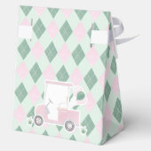 Cute Pink Green Argyle Print Golf Baby Shower フェイバーボックス (裏面)
