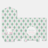 Cute Pink Green Argyle Print Golf Baby Shower フェイバーボックス (見開き)