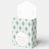 Cute Pink Green Argyle Print Golf Baby Shower フェイバーボックス (見開き)