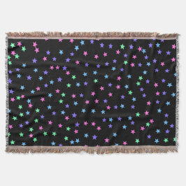 Cute Pink Green Blue Purple Stars Pattern スローブランケット