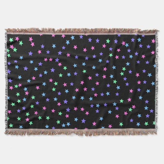 Cute Pink Green Blue Purple Stars Pattern スローブランケット (正面)