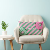 Cute Pink & Green Donut Baby Throw Pillow ランバークッション (椅子)
