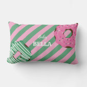Cute Pink & Green Donut Baby Throw Pillow ランバークッション (正面)