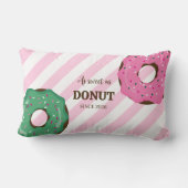 Cute Pink & Green Donut Baby Throw Pillow ランバークッション (裏面)