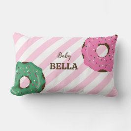 Cute Pink & Green Donut Baby Throw Pillow ランバークッション