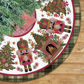 Cute pink green nutcracker christmas printed ブラッシュドポリエステルツリースカート