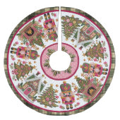 Cute pink green nutcracker christmas printed ブラッシュドポリエステルツリースカート (正面)